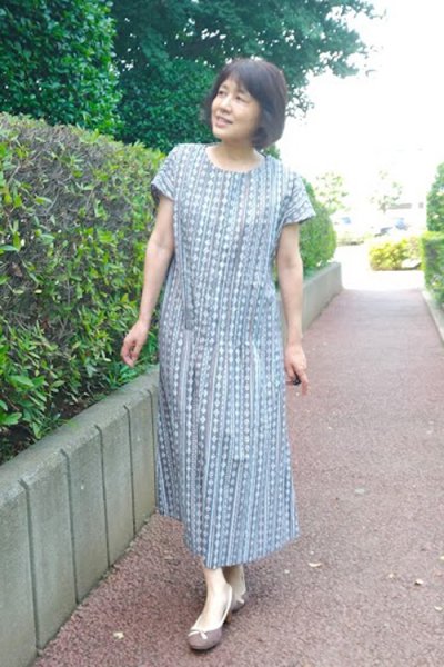 画像3: タックワンピース・竺仙浴衣地・注染 (3)