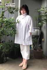 ひでこ　未使用 久留米絣工房 藍木野 ななめ縞 ピンタックブラウス ピンタックブラウス - 久留米絣工房藍木野
