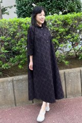 久留米絣工房藍木野　襟付き七分袖チュニック 久留米絣工房藍木野 襟付き七分袖チュニック