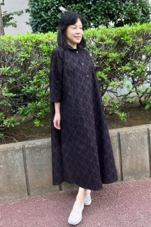 久留米絣　工房　藍木野　濃紺ワンピース 久留米絣 工房 藍木野 濃紺ワンピース