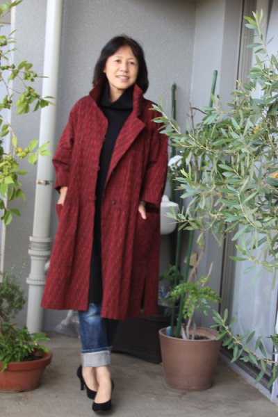 画像1: ピンタックコート(矢羽赤) (1)