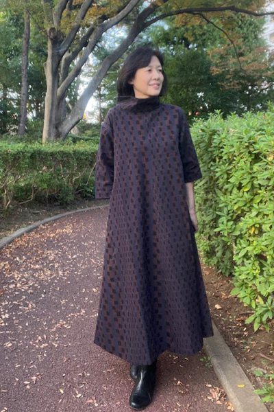 画像1: ロールカラーワンピース(変わり市松柄) (1)