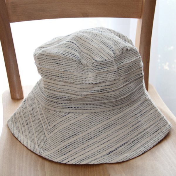 画像1: 帽子（夏絣白縞） (1)