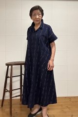 美品★久留米絣工房 藍木野(あきの)ビッグワンピース ロング丈 日本製 ゆったり 全商品 - 久留米絣工房藍木野