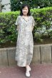 画像2: ビッグワンピースフレンチ袖・楓柄・竺仙 (2)