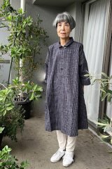 ビッグブラウス 七分袖 - 久留米絣工房藍木野