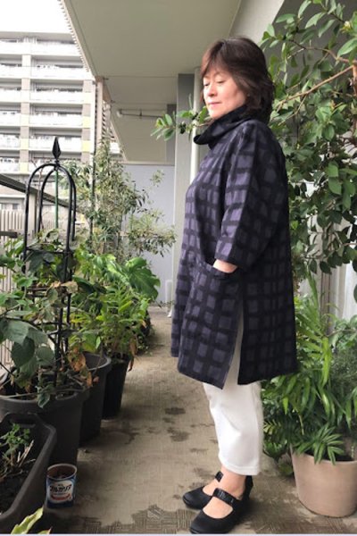 画像2: ツーポケットブラウス（ブロック灰） (2)