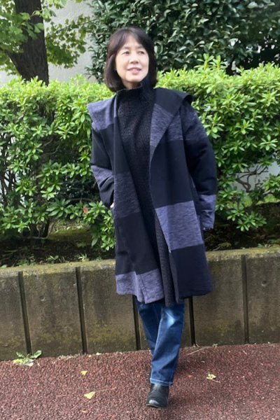 画像1: 四重奏フード付きコート段グレー (1)