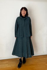 久留米絣　藍木野　ジャケット 角ショールジャケット（夏絣青藍縞） - 久留米絣工房藍木野