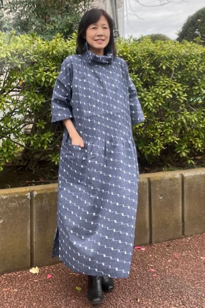 画像2: ピンタックワンピース(音符柄灰) (2)