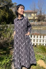 美品★久留米絣工房　藍木野（あきの）ビッグワンピース　ロング丈　日本製　ゆったり 全商品 - 久留米絣工房藍木野
