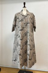 久留米絣工房 藍木野　ワンピース ピンタックワンピース(四角遊び縹色) - 久留米絣工房藍木野