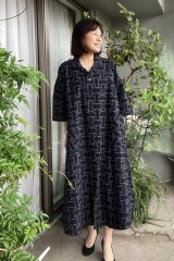 ビッグワンピース 七分袖 - 久留米絣工房藍木野