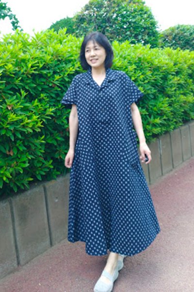 画像1: ビッグワンピース（三本井桁紺） (1)