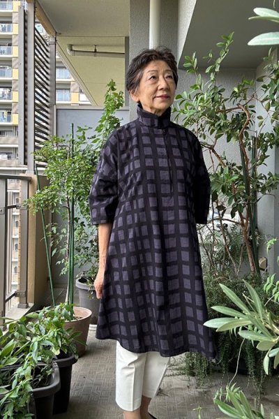 画像3: ビッグブラウス　七分袖（ブロック灰） (3)