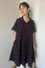 ビッグブラウス フレンチ袖 - 久留米絣工房藍木野