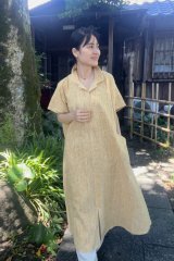 藍木野 ロングワンピース ブランド藍木野 久留米絣ロングワンピース