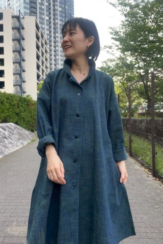 藍木野　久留米絣コート 工房藍木野 久留米絣フーデッドコート | ライトアップオンライン