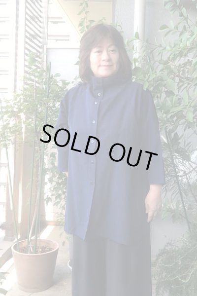 画像1: ボトルネックブラウス　L丈（西原細縞） (1)