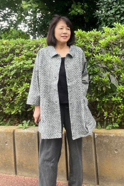 画像3: 角ショールジャケット（白樺文人灰） (3)