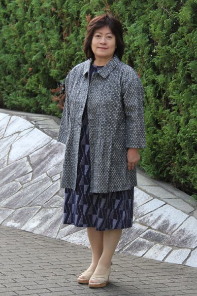 画像4: 角ショールジャケット（白樺文人灰） (4)