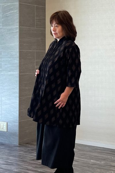 画像1: フリルブラウス七分袖(ダイヤ茶) (1)