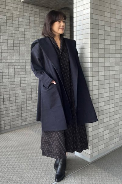 画像1: 五重奏フード付きコート（黒） (1)