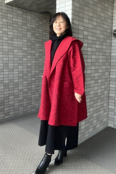 画像2: 四重奏フード付きコート赤 (2)