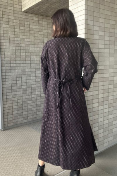 画像3: へちま衿ワンピース長袖（斜め矢羽根茶） (3)