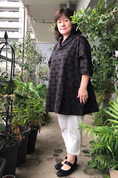 画像2: クロスカラーブラウス(雲抜け雨降り黄色) (2)