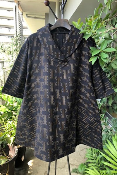 画像1: クロスカラーブラウス(雲抜け雨降り黄色) (1)