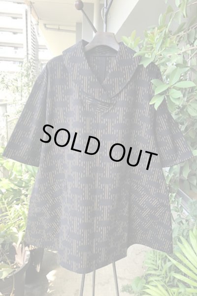 画像1: クロスカラーブラウス(雲抜け雨降り黄色) (1)