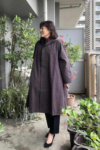 画像3: ビッグコートフード付き・小矢羽根茶 (3)
