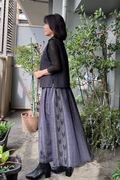 画像4: 12枚はぎスカート(高級矢羽根灰×無地灰) (4)