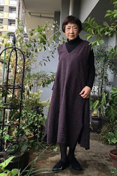 画像1: ジャンパースカート（小矢羽根栗色） (1)