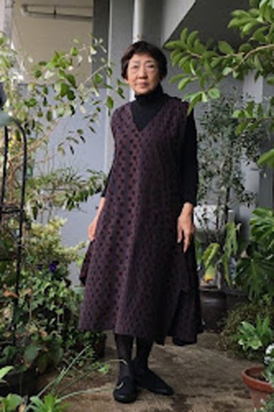 画像2: ジャンパースカート（ブロック崩し変わり市松灰茶） (2)