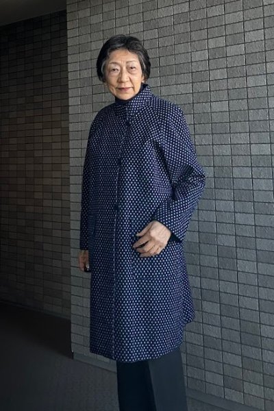 画像1: 手織りコート（井桁柄） (1)