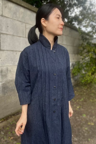 画像2: ショールカラーワンピース（雨降り藍） (2)