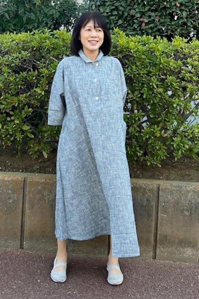 画像2: ビッグワンピース（千鳥格子藍） (2)