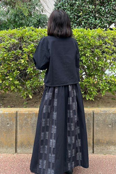 画像3: 12枚はぎスカート(レンガ道黒×無地黒) (3)