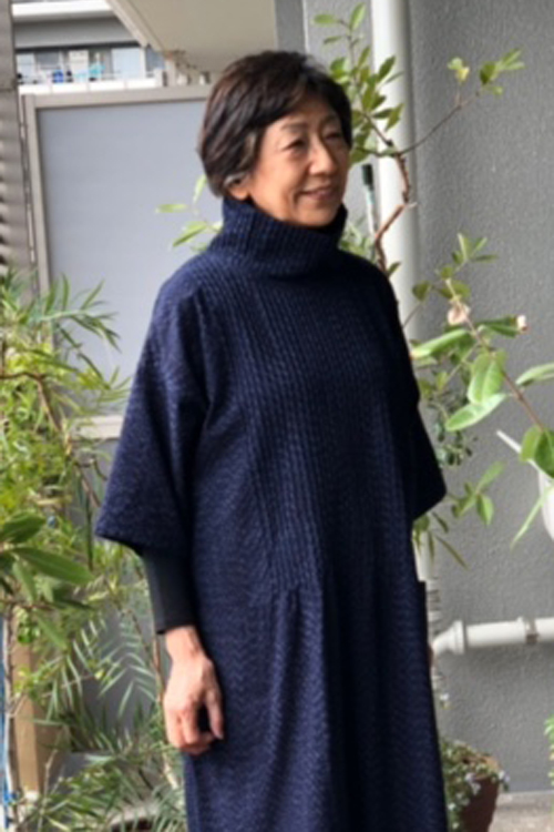 ピンタックワンピース・本藍染め霧雨文人藍 - 久留米絣工房藍木野