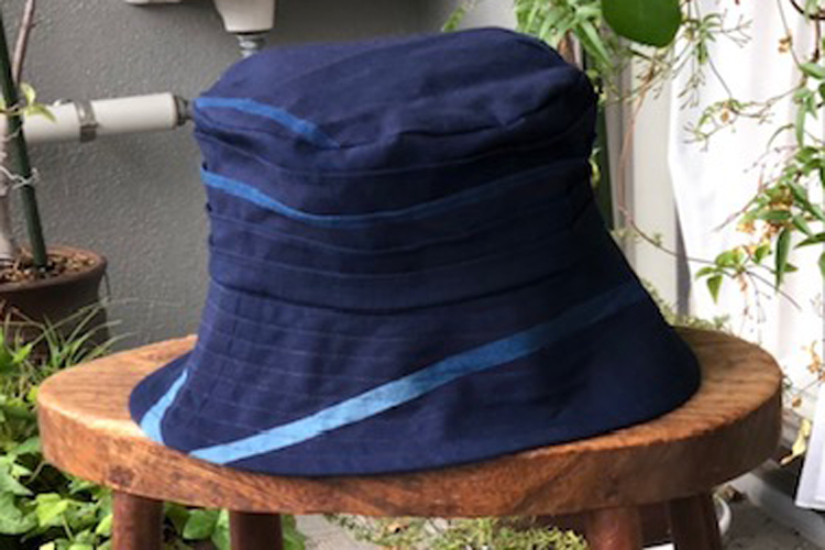 ピンタックワンピース 本藍グラデーション 久留米絣工房藍木野